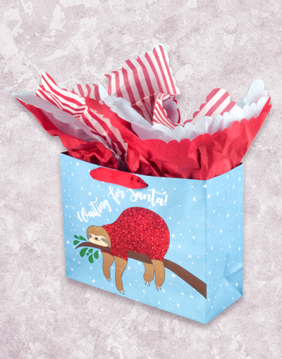 Happy Sloth Themed Gift Bags for Birthdays, Baby Showers & Party Favors - Cute Animal Print Party Supplies for Kids & Adults
