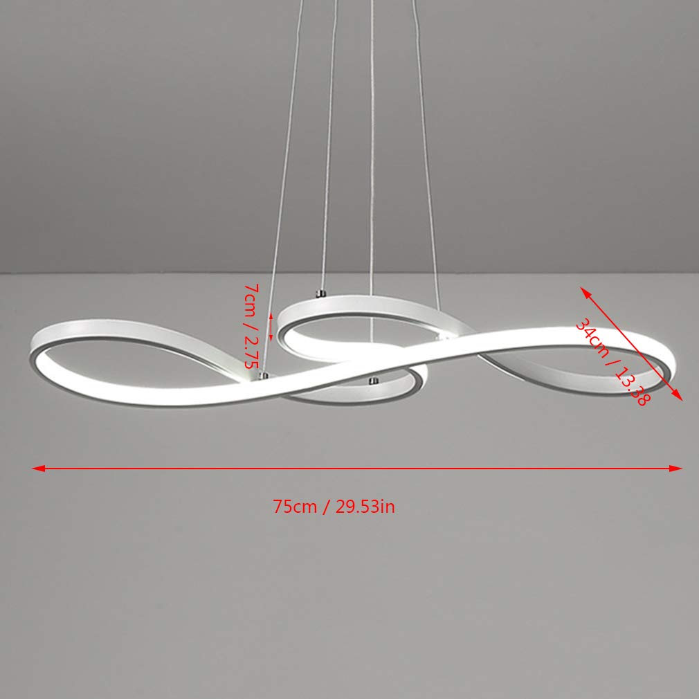Modern LED Pendant Light - Dimmable Adjustable Chandelier Ceiling Fixture, 40W 75cm White Hanging Lamp for Living Room, Dining Room & Kitchen Island Lighting | Perfect for Home Decor and Ambient Lighting