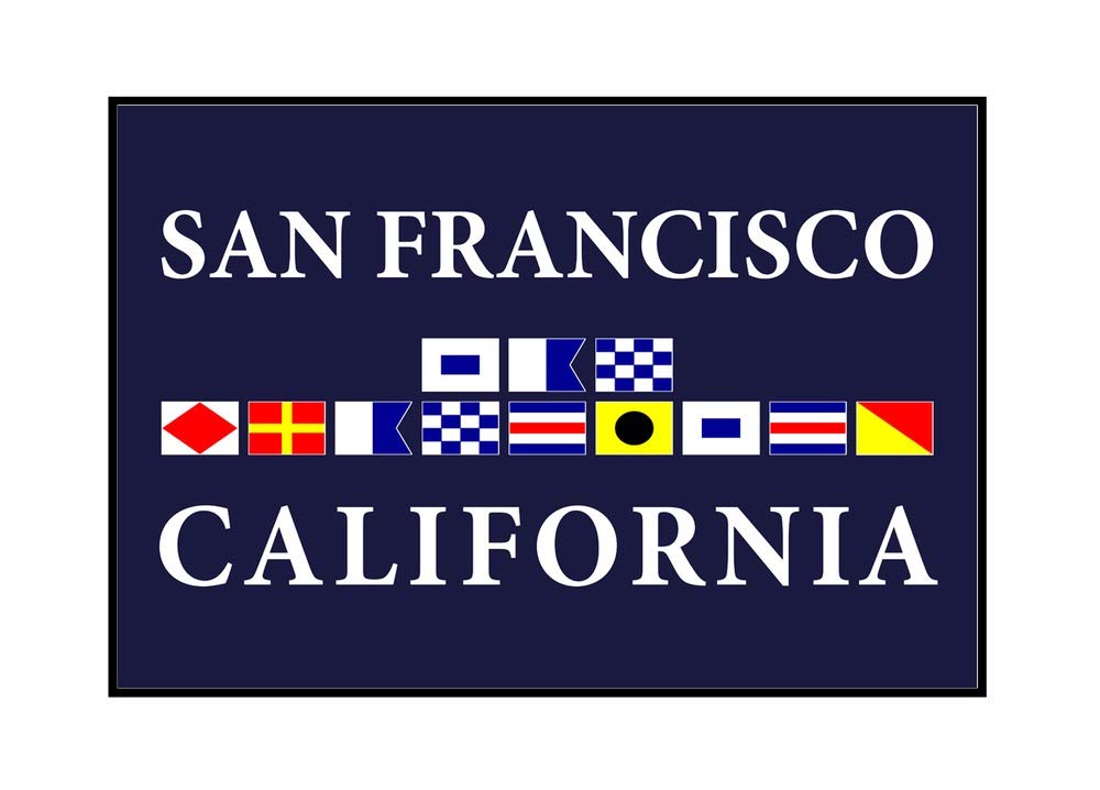 Nautical Flags Wall Art - San Francisco California Themed 36x24 Framed Canvas Print - Perfect for Beach House Decor, Coastal Living Room & Office Wall Decor