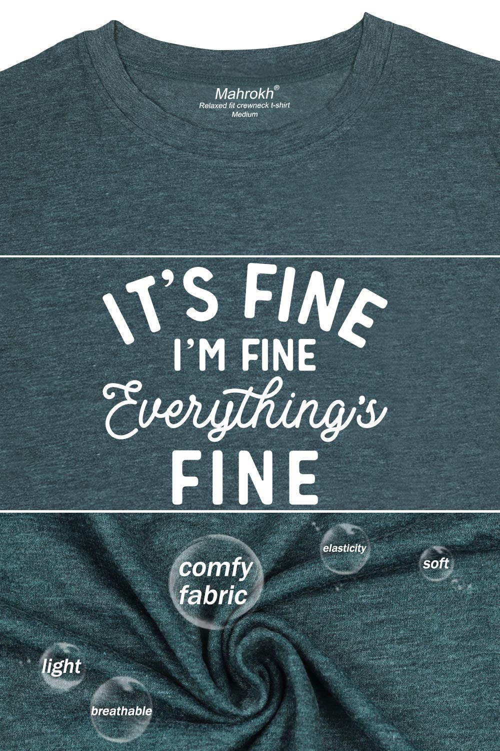 Positive Inspirational T-Shirt for Women - 'It's Fine I'm Fine Everything's Fine' Short Sleeve Graphic Tee | Casual Wear, Motivational Gift, Everyday Comfort