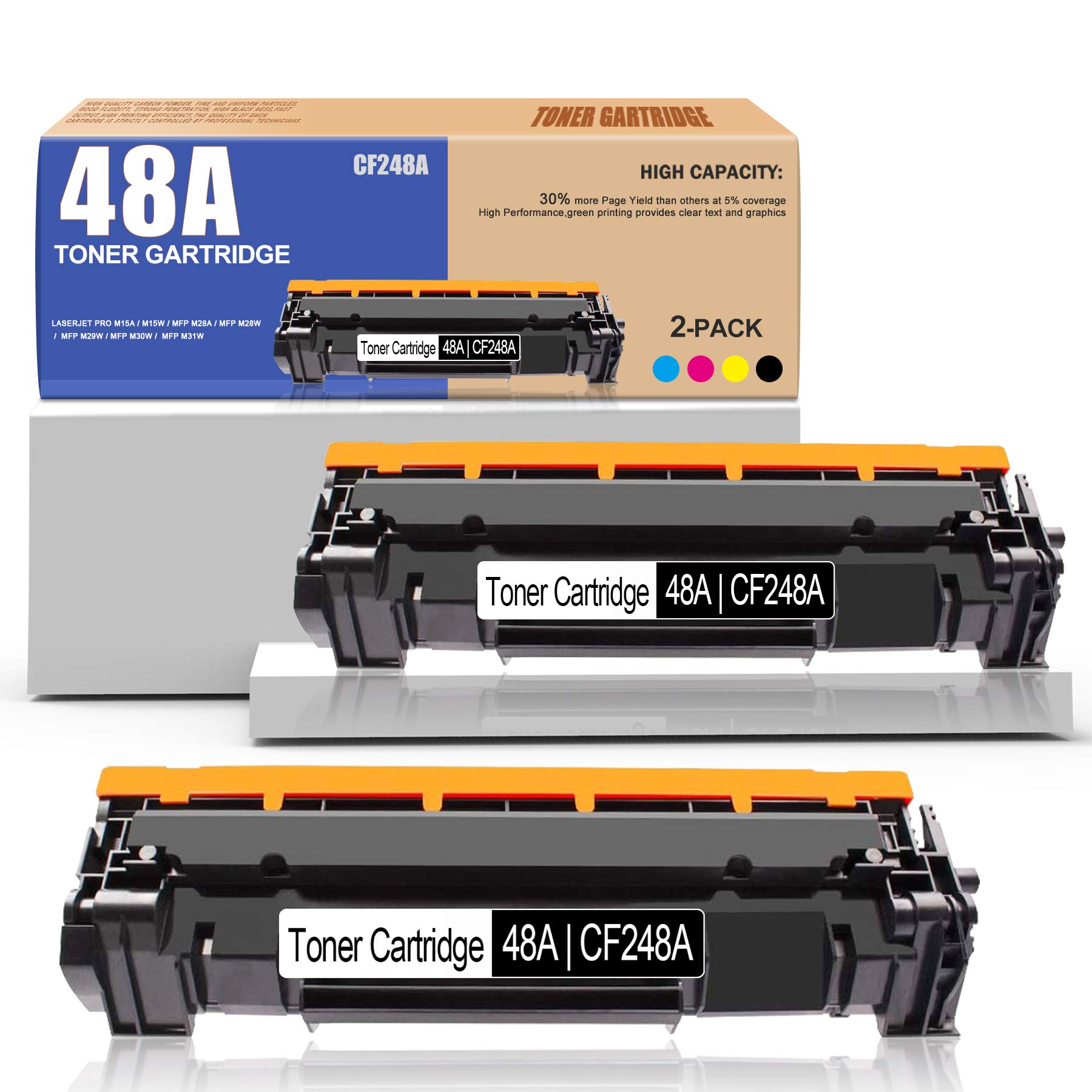 HP Pro M15a M15w MFP M28a M28w M29w M30w M31w Compatible 48A/CF248A Black Toner Cartridge Replacement (2-Pack) - High Yield Printing for Home & Office Use