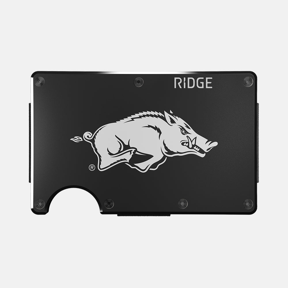 Ridge Wallet for Men - Slim RFID Blocking Front Pocket Wallet - Arkansas Razorbacks Team Design - Perfect for Everyday Carry, Travel & Gifts