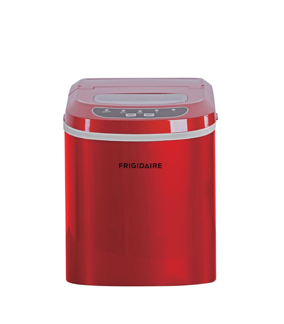 Frigidaire EFIC102-RED Countertop Ice Maker Machine - 26 lbs Daily Capacity, Bullet Ice Cube Maker with Transparent Window (14.1