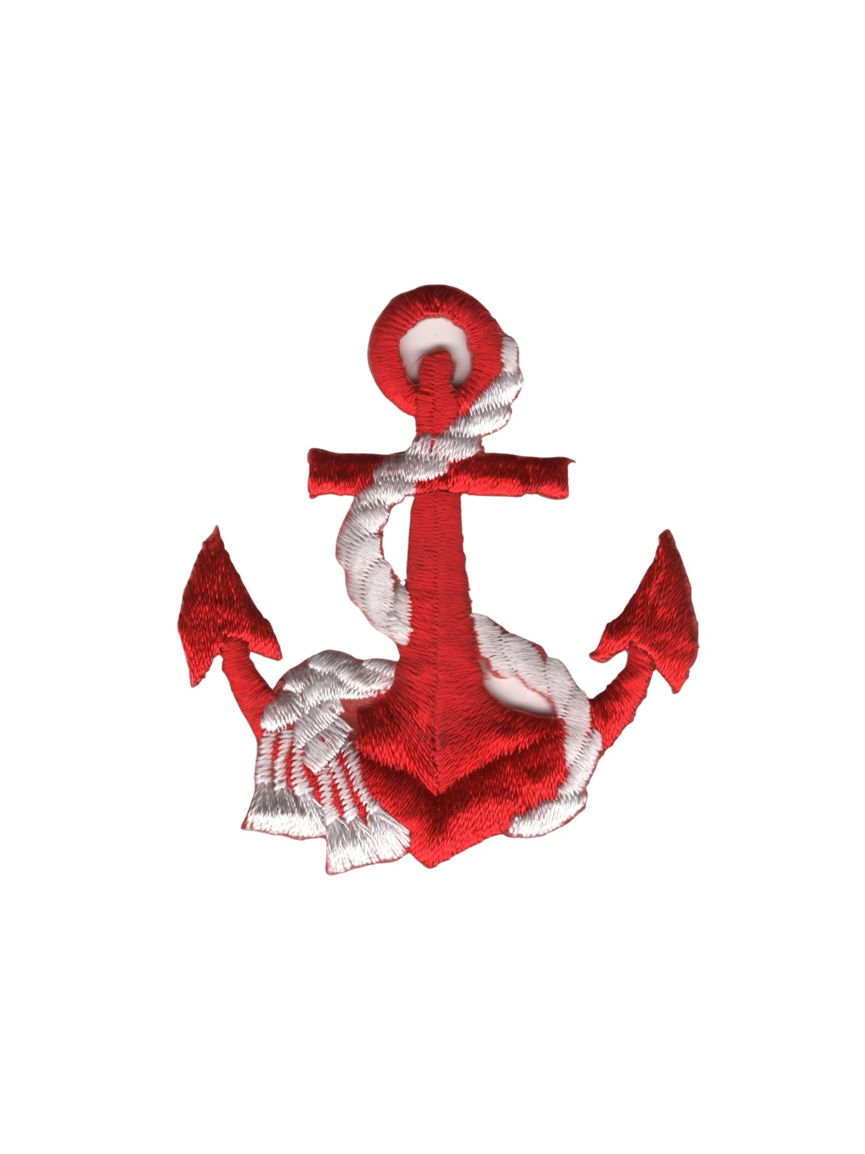 Red Anchor & White Rope Embroidered Iron-On Patch - Nautical Seafaring Design for Jackets, Bags & DIY Crafts - Perfect for Sailors, Beach Lovers & Marine Enthusiasts