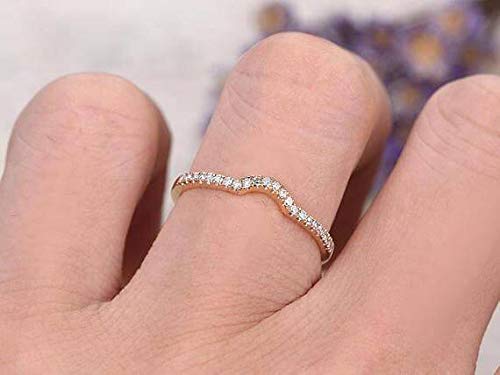 0.25 Carat Diamond Wedding Band - Curved U-Shaped Anniversary Ring in Antique Style with 18k Gold Plating - Perfect for Bridal Jewelry, Engagement Gifts & Romantic Occasions