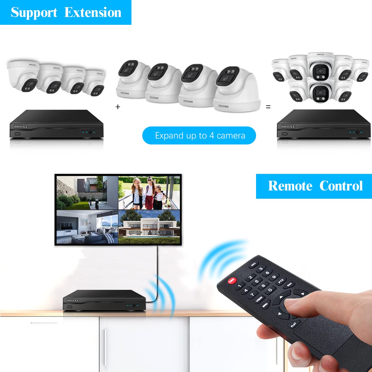 OOSSXX 4K/8MP PoE Dome Security Camera with 130° Ultra Wide-Angle & Audio - Outdoor Wired IP Surveillance System for Home, Business & Night Monitoring