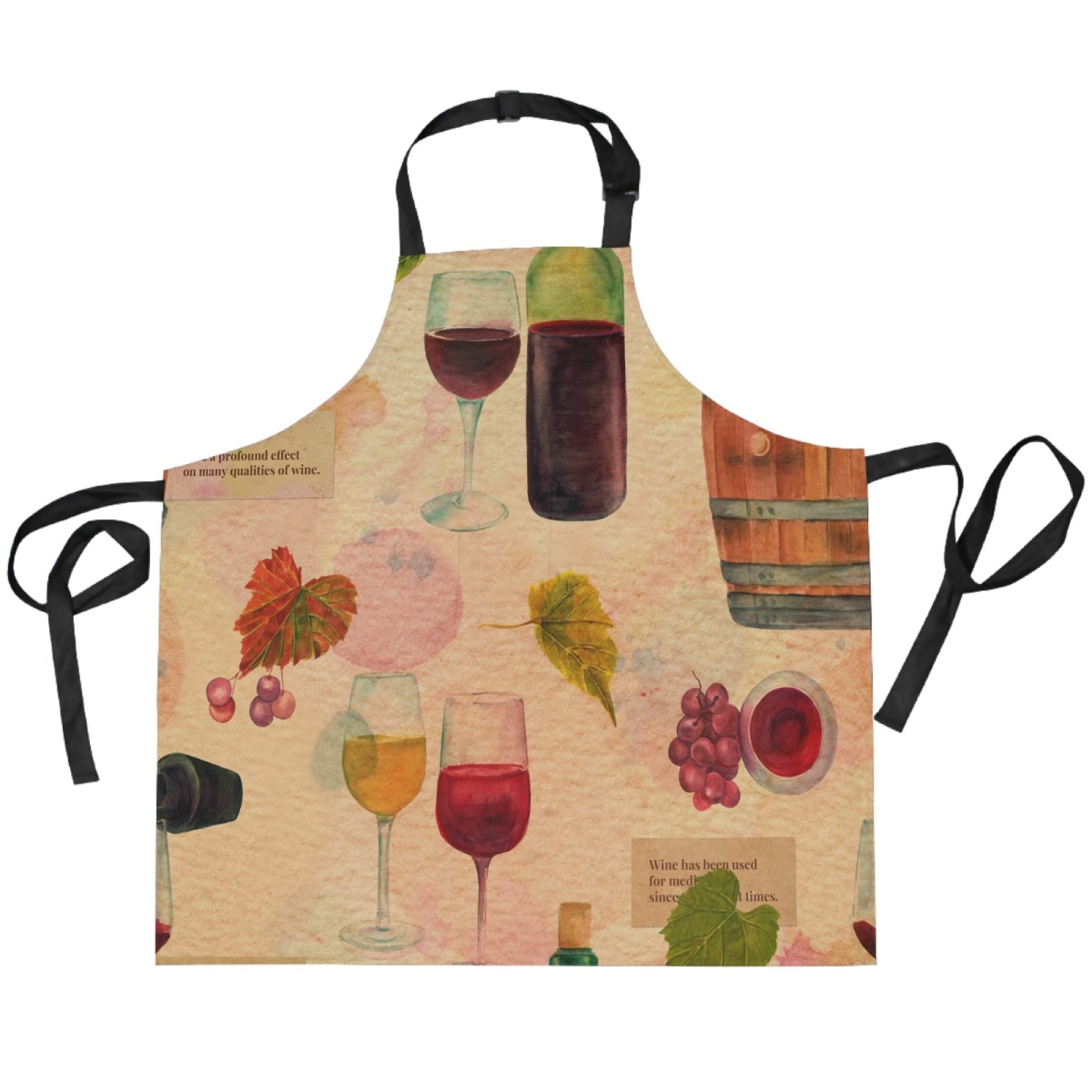 SUABO Wine Grapes Kitchen Apron with Pockets for Cooking, Baking & Grilling - Chef Apron for Women & Men - Perfect for Home Cooking, BBQ Parties & Professional Kitchens