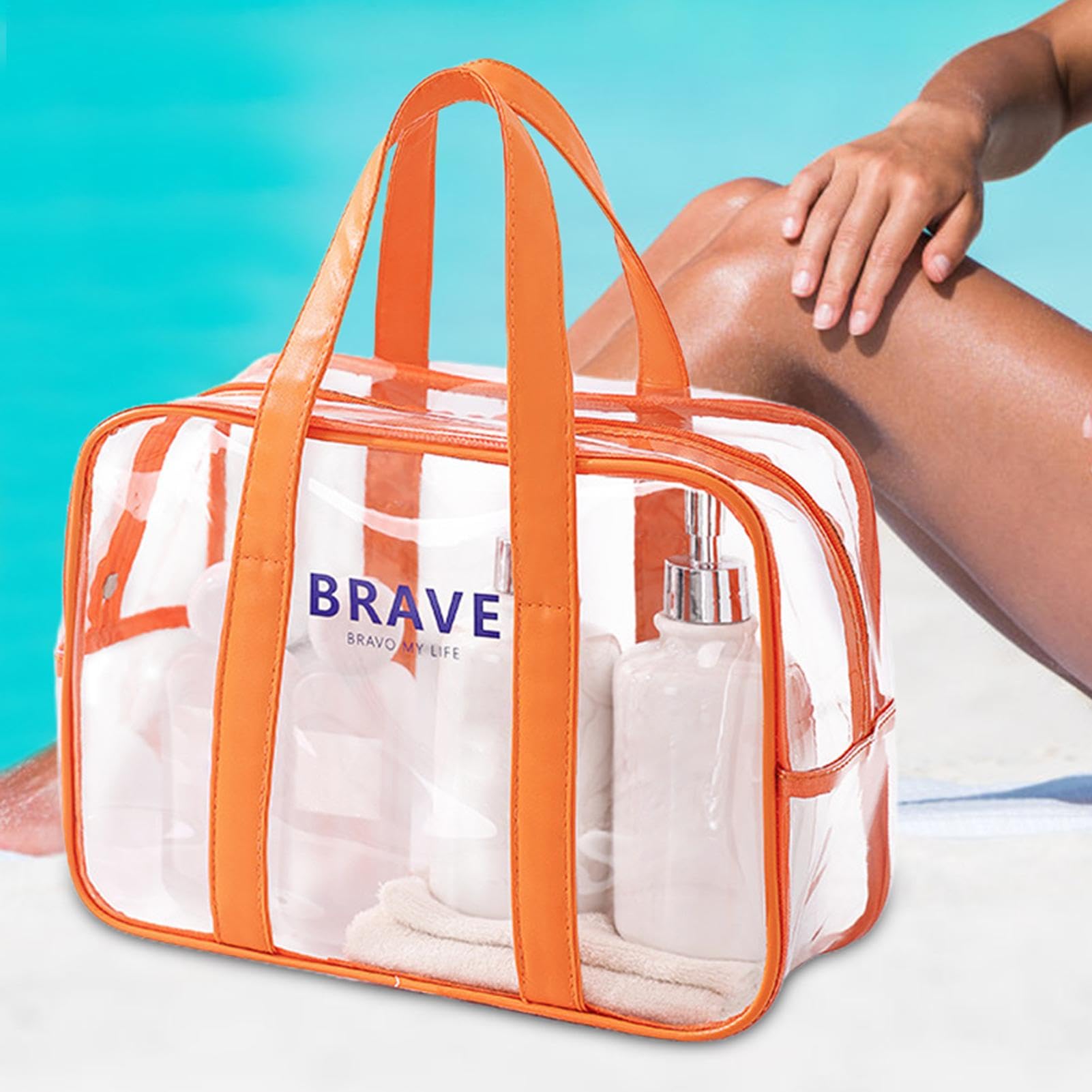 Clear Tote Bag | Heavy Duty Large PVC Beach Bag - Water-Resistant, Durable & Portable for Swimming, Laundry, Grocery & Toy Storage | Perfect for Pool Parties, Travel & Gym Essentials Organization