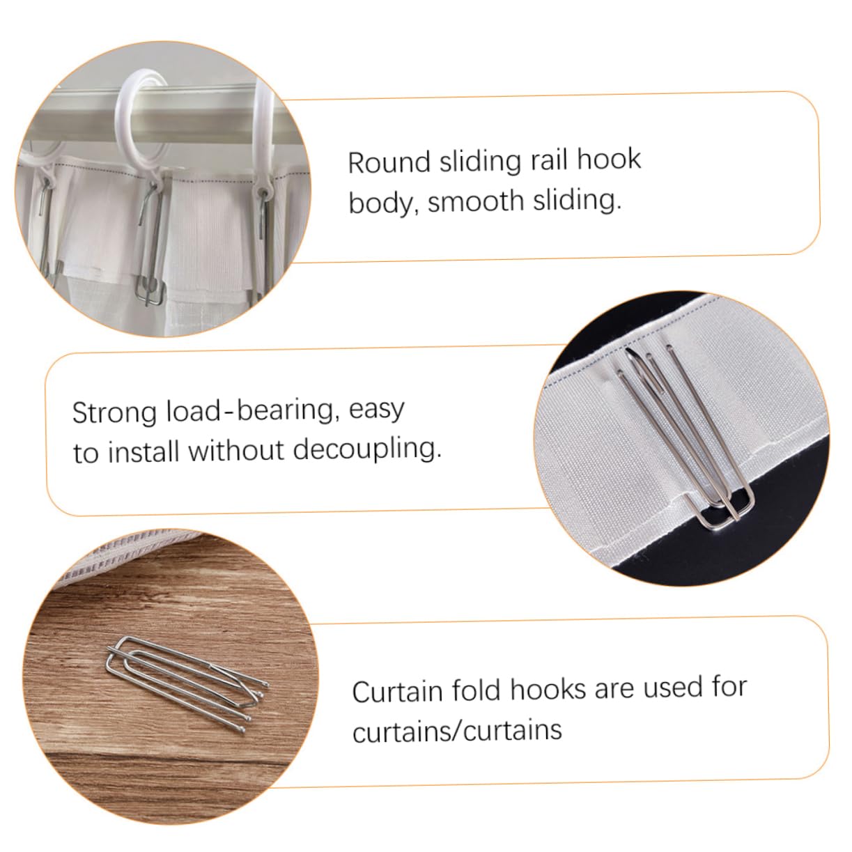 50pcs Stainless Steel Curtain Hooks - Cabilock 4-Claw Pinch Pleat Hangers for Drapes & Shower Curtains | Durable Slip-On Hooks for Pleated Tape Ends | Perfect for Living Room, Bedroom & Bathroom Window Treatments