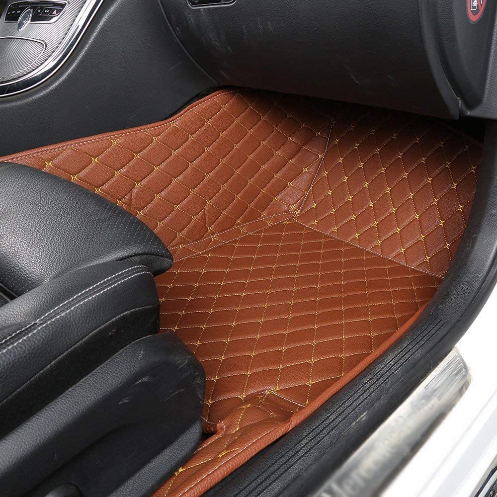 Premium Custom Car Floor Mats for Sedan, SUV & Sports Cars - Full Coverage Non-Slip Leather Liners with Maximum Protection (Beige) - Perfect for Daily Commute, Road Trips & All-Weather Vehicle Protection
