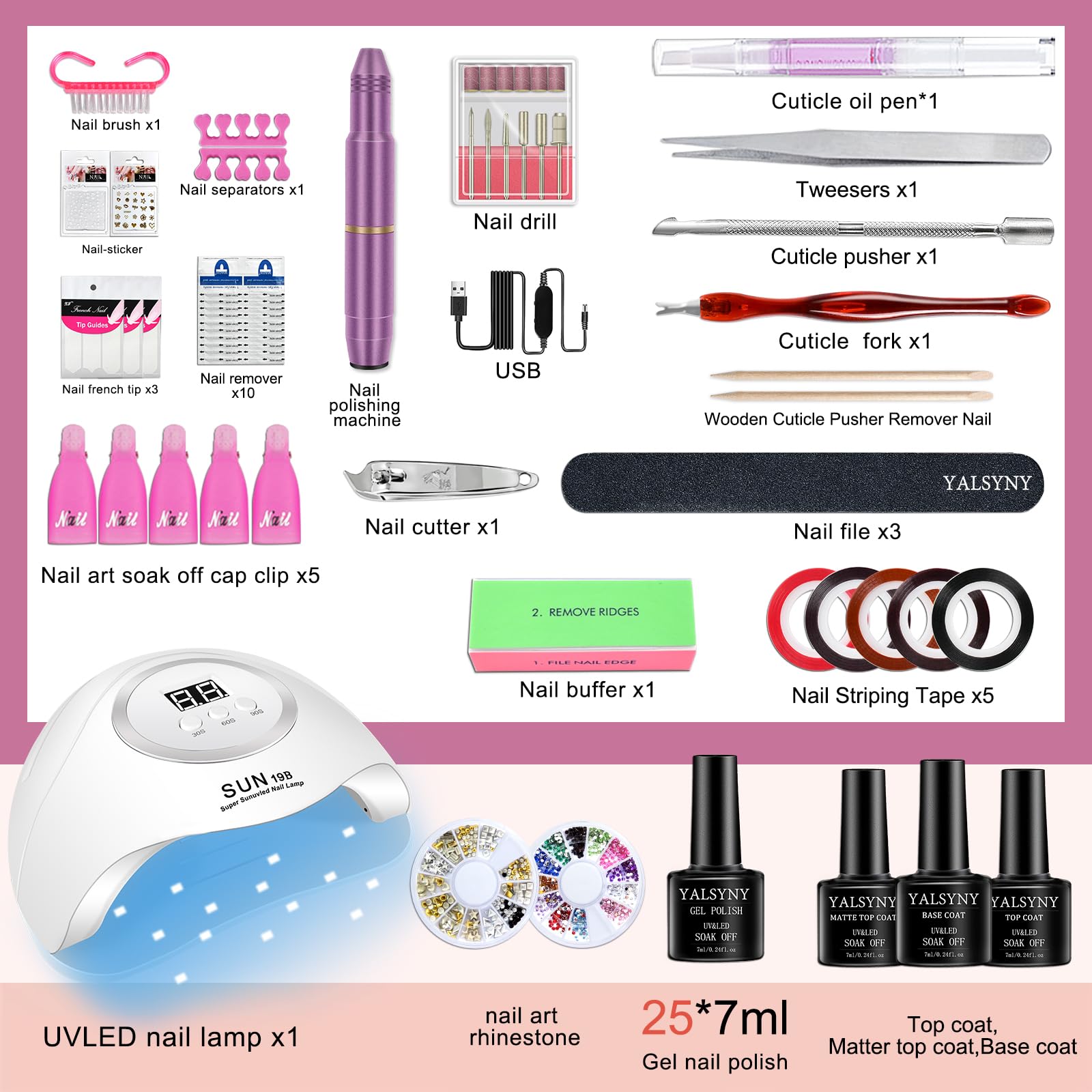 Professional Gel Nail Polish Kit with UV LED Nail Dryer & Electric Nail Drill - Complete DIY Manicure Set for Home Salon & Nail Art | Perfect for At-Home Nail Care, Salon Professionals & Gift Giving