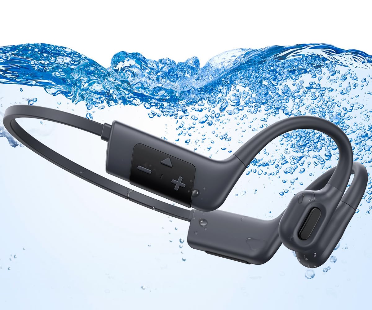 Bone Conduction Headphones for Swimming - IP68 Waterproof Wireless Bluetooth 5.3 Headset with 32GB MP3 Player | Open Ear Sports Earphones for Swimming, Running, Cycling & Workout | Perfect for Pool, Gym & Outdoor Activities