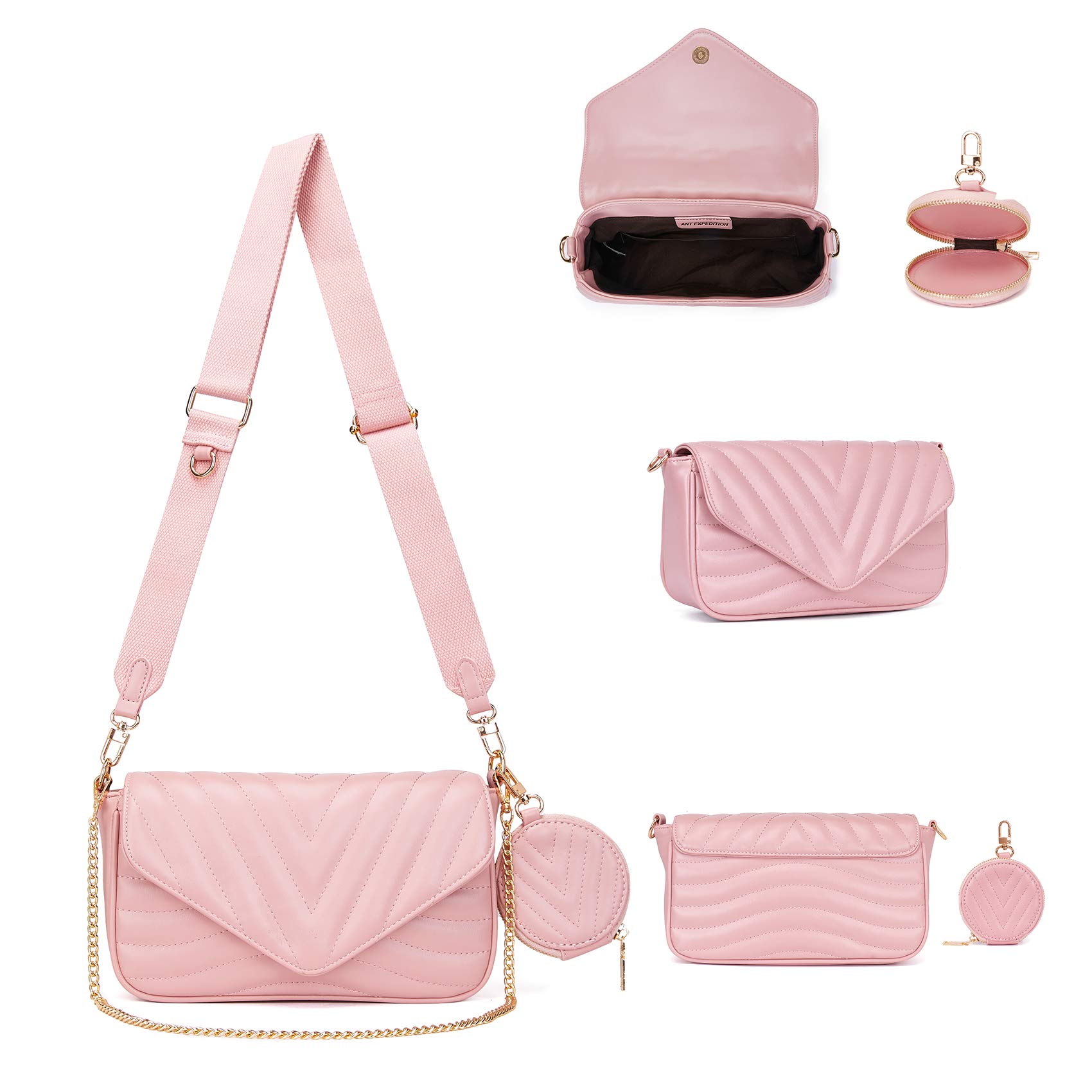 Quilted Crossbody Bag for Women - Stylish Designer Purse with Detachable Coin Pouch & 2 Size Options | Perfect for Travel, Shopping, and Everyday Use