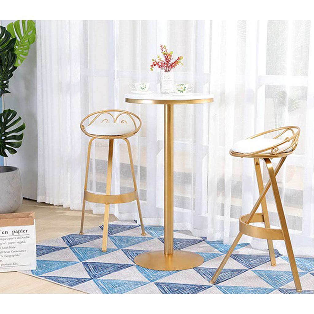 Round Bar Counter Table - White Metal Pub Dining Table & Coffee Desk for Kitchen, Living Room, Office | Multi-Purpose for Dining, Working, Entertaining | Easy Assembly Solid Frame