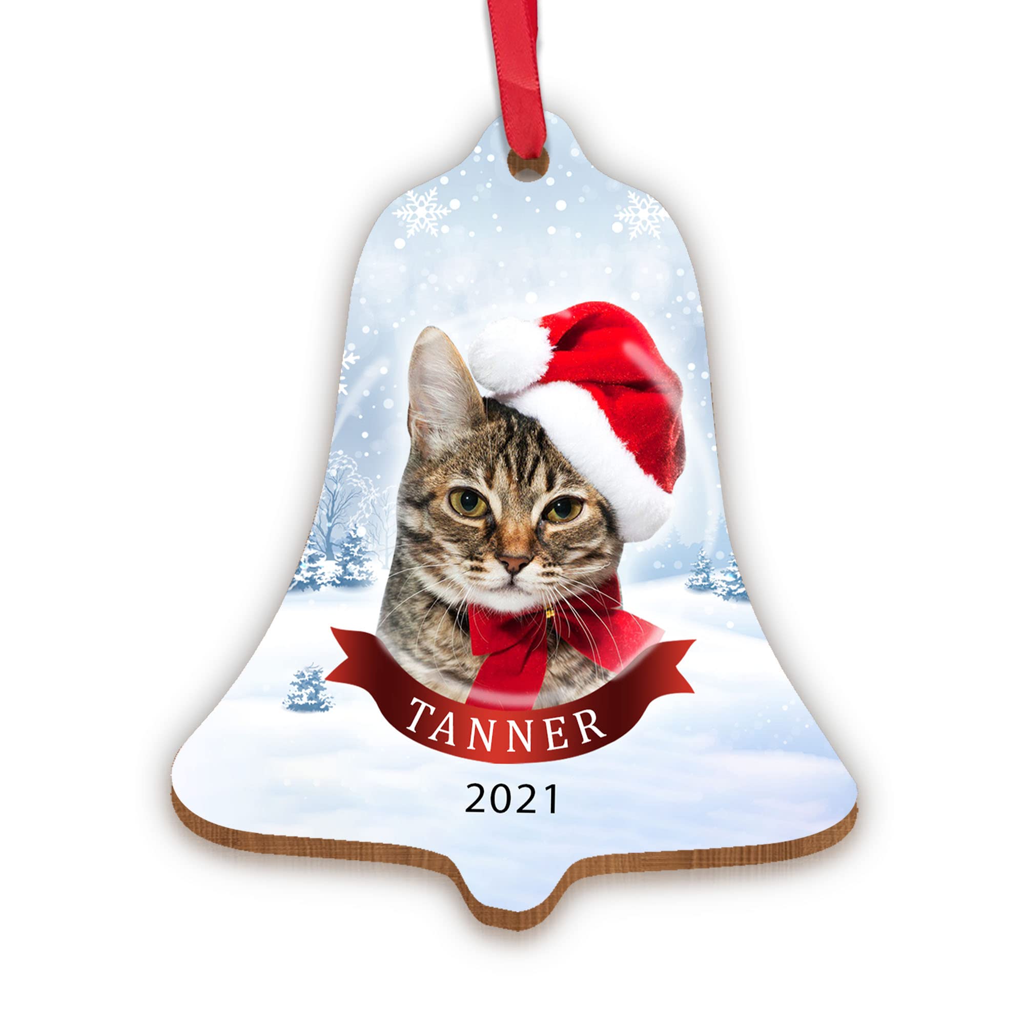 Personalized Cat Christmas Ornament - Custom Wooden Cat Name & Photo Keepsake - Unique Gift for Cat Lovers, Cat Mom & Dad - Perfect for Holiday Decor, Pet Memorial & Cat-Themed Christmas Tree Decorations