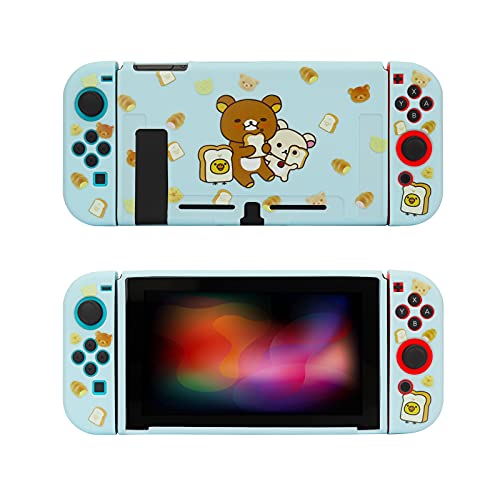 Cute Rilakkuma Eating Design Soft Anti-Scratch Shockproof Slim Protective Case for Nintendo Switch & Joy-Con - Perfect for Gaming, Travel and Daily Protection