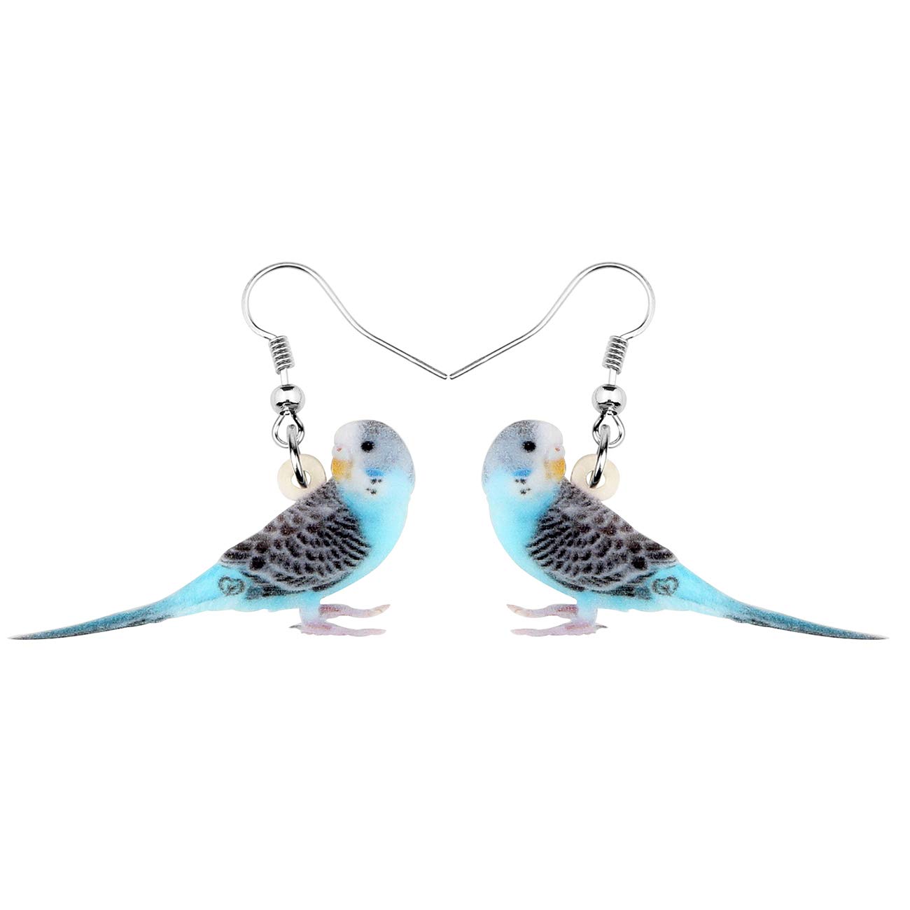 Elegant Blue Long-tailed Parakeet Parrot Drop Earrings - Dainty Bird Dangle Jewelry for Women & Girls | Acrylic Handmade Gift for Parties, Weddings & Everyday Wear