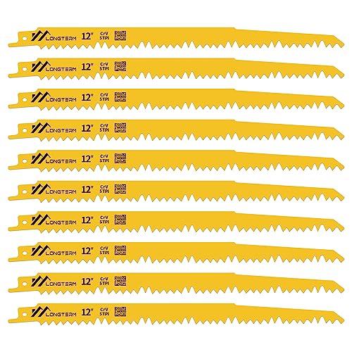 10-12 Inch Reciprocating Saw Blades Set - High Performance Metal, PVC & Wood Cutting Blades with Organizer Pouch | Ideal for DIY Projects, Construction, and Garden Pruning
