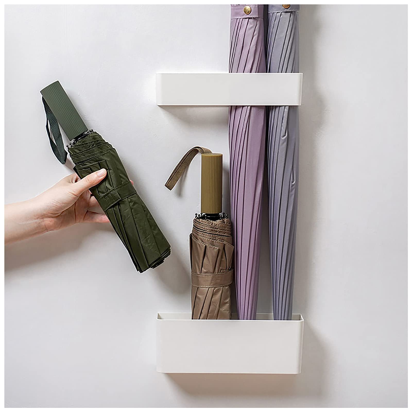 FRUPPL Wall Mounted Umbrella Stand - Space Saving Umbrella Holder & Organizer for Umbrellas, Walking Canes - Perfect for Entryway, Porch, Garage & Mudroom Organization