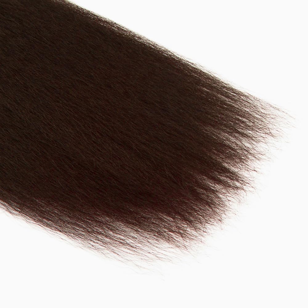 26 28 30 Inch Dark Brown Human Hair Bundles #4 Yaki Straight - Chocolate Brown Mixed Length 3 Bundles - Double Weft Human Hair Weave for Sew-in, Braiding & Natural Hairstyles