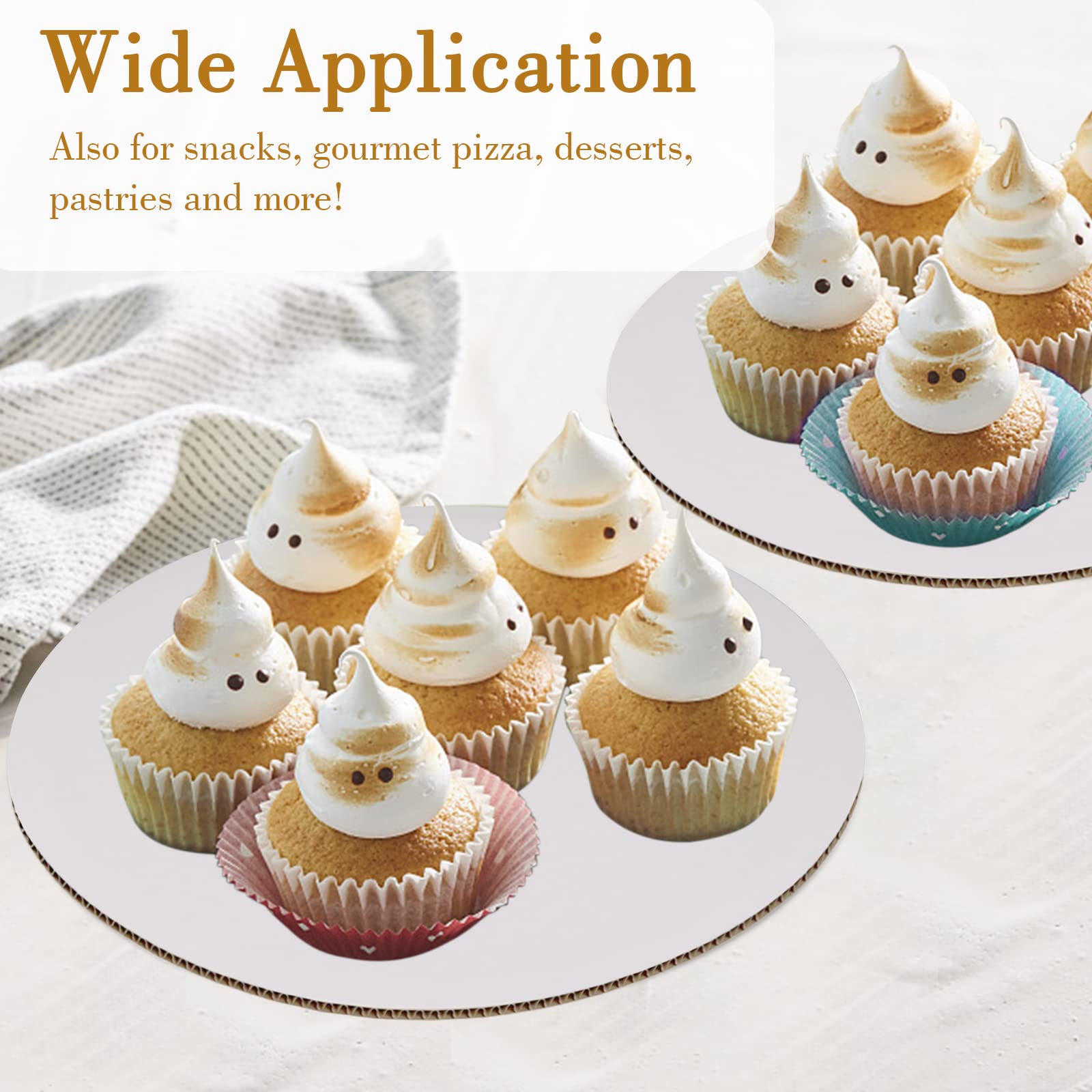 50-Pack Sudaya 8 Inch Round Cake Boards - Food Grade White Cardboard Cake Circles, Disposable Cake Plates & Bases for Baking, Decorating, and Serving Desserts