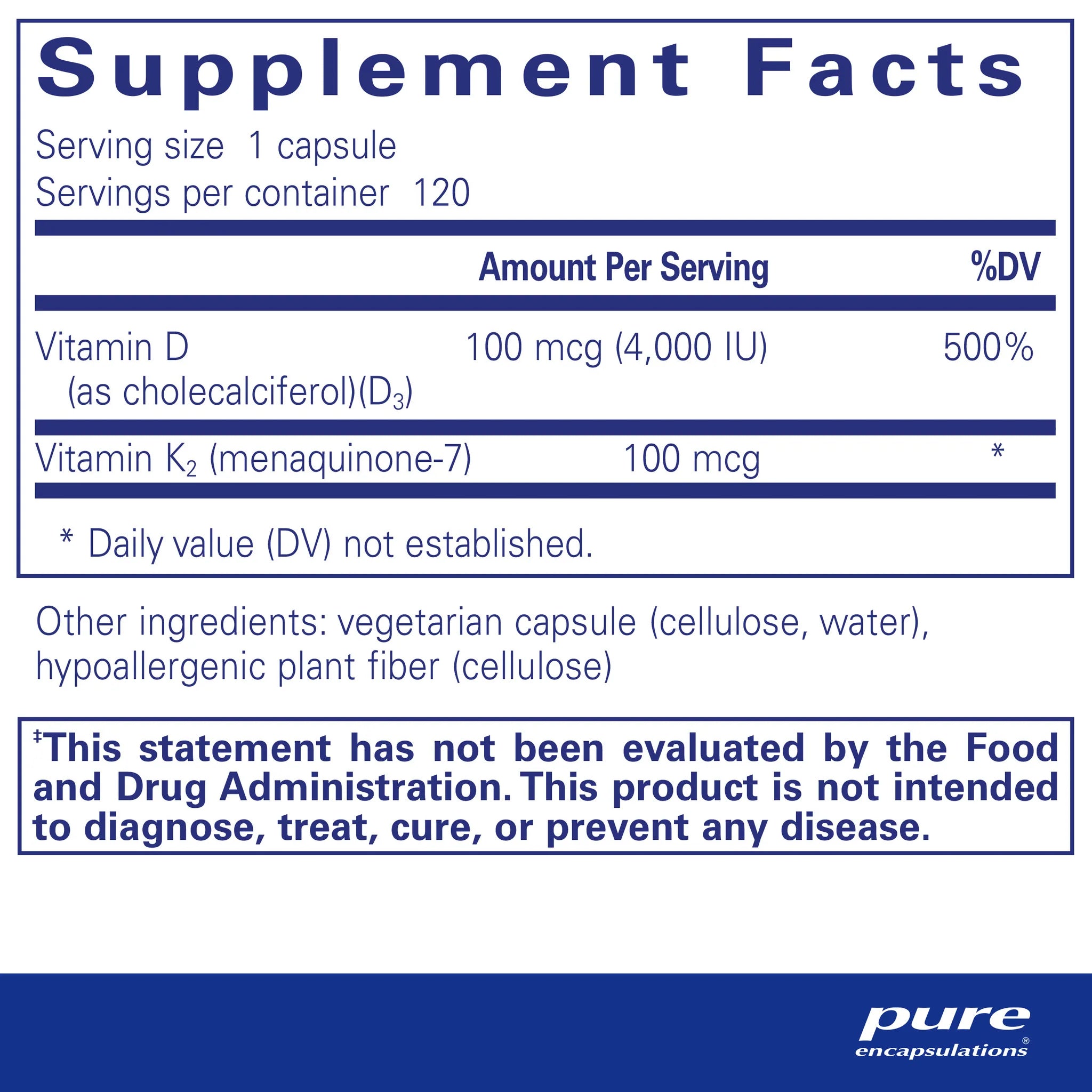 Premium Vitamin D3 + K2 Supplement - 120 Capsules for Bone & Heart Health - Supports Immune System & Calcium Absorption - Ideal for Adults & Seniors - Daily Wellness & Fitness Support