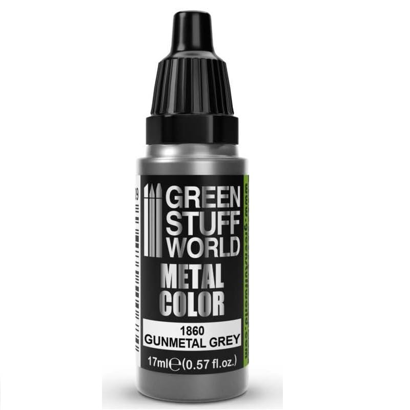 Green Stuff World Metallic Paint Gunmetal Grey 1860 - Premium Model & Miniature Paint for Warhammer, D&D, and Scale Models - Perfect for Tabletop Gaming, DIY Crafts, and Hobby Projects