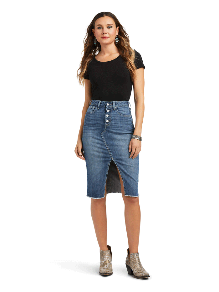Ariat Women's Denim Skirt Eleanor - Classic Stretch Denim Skirt for Western Riding, Casual Outfits & Country Style Fashion