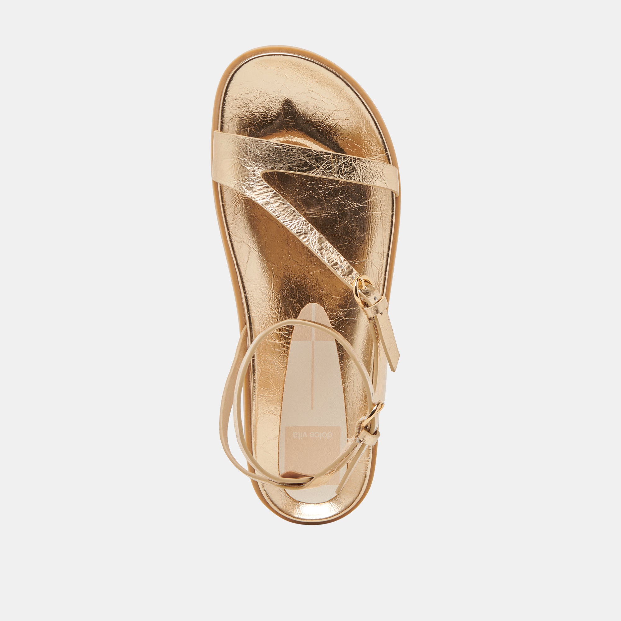 Darlis Sandals - Women's Gold Distressed Leather Slide Sandals for Beach, Pool, and Summer Outfits