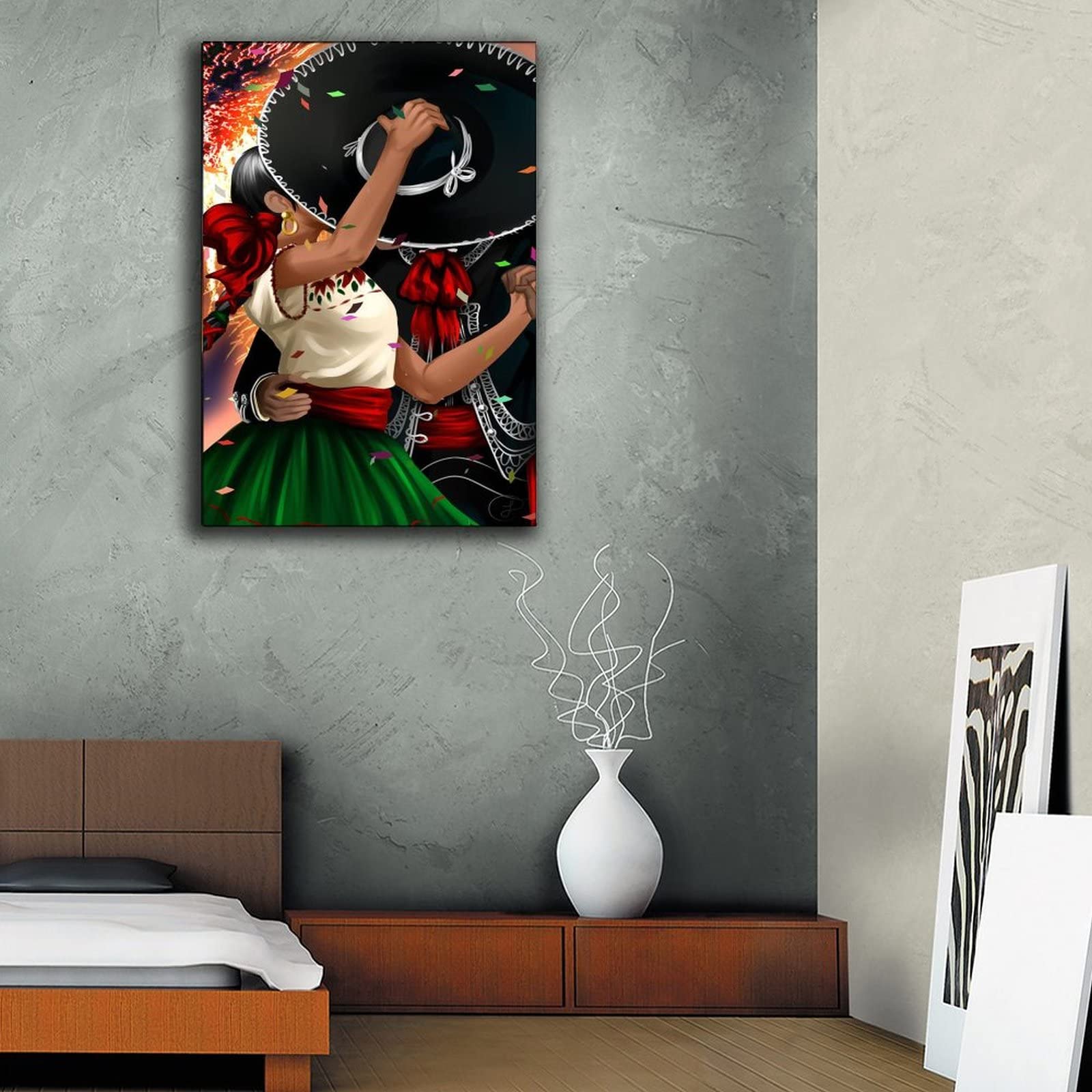 Mexican Dance Poster - Vibrant Cultural Wall Art 16x24inch (40x60cm) Framed Decor for Bedroom, Living Room, Bathroom, Office & Dorm - Perfect for Home, Studio, Restaurant & Party Decoration