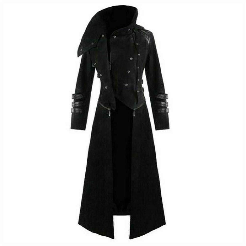 Premium Scorpion Men's Hooded Trench Coat - Long Gothic Steampunk Jacket in Red/Black | Perfect for Cosplay, Halloween Costumes & Alternative Fashion Events