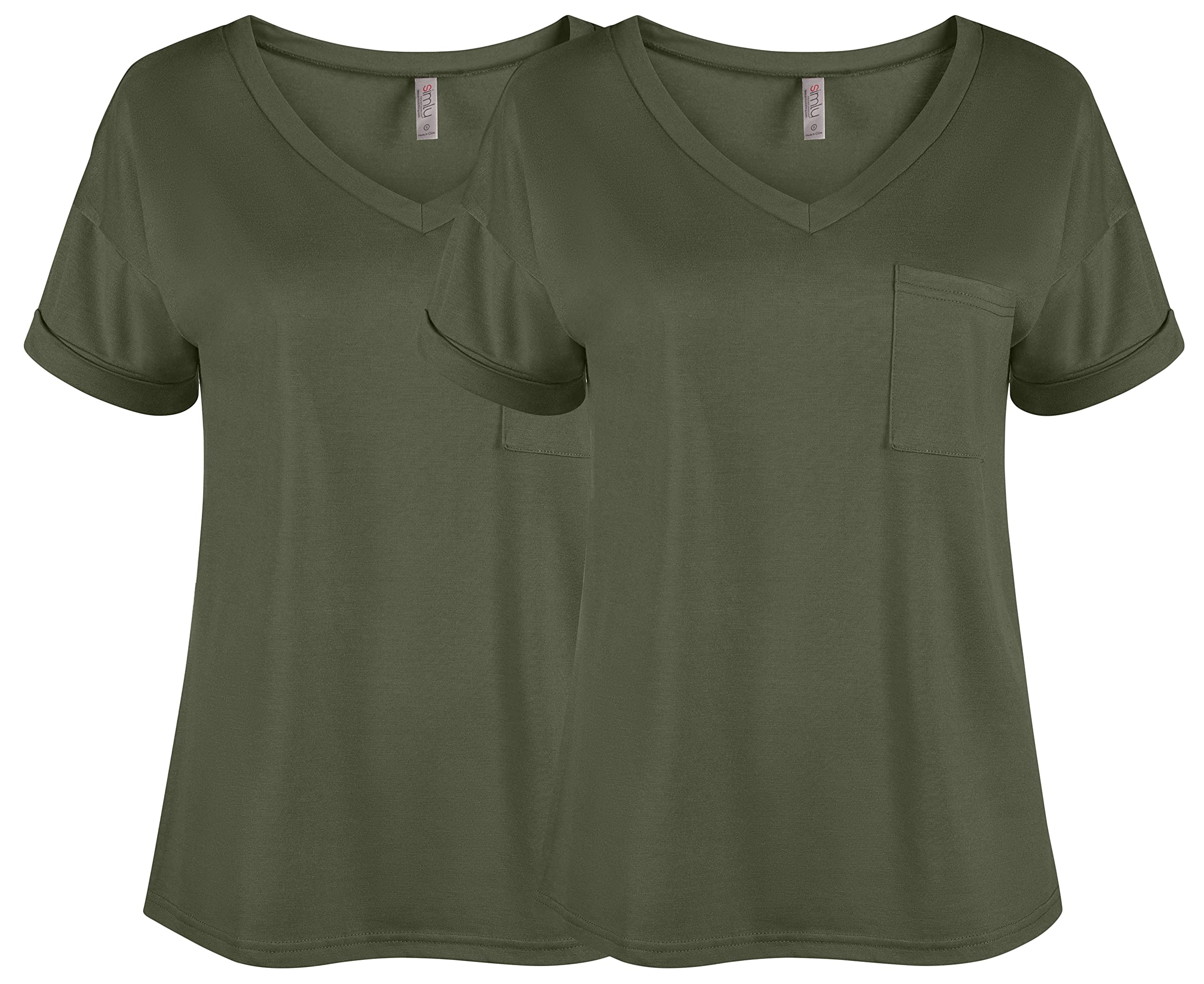 Women's Casual V-Neck Short Sleeve T-Shirts 3-Pack - Soft Cotton Basic Tees for Everyday Wear - Regular & Plus Size Value Pack - Perfect for Work, Lounge & Weekend Outfits