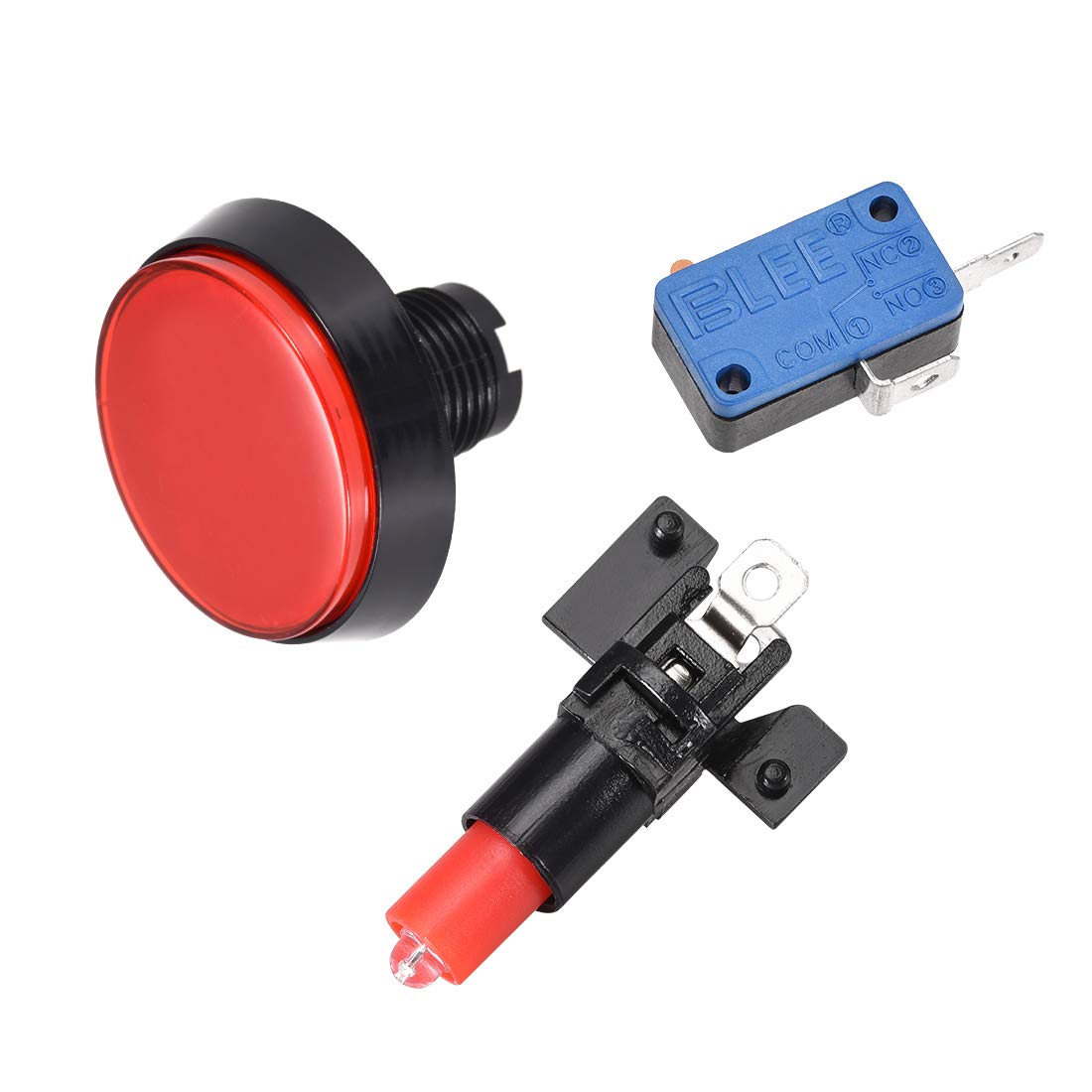 uxcell 60mm Round 12V LED Illuminated Arcade Push Button Switch with Micro Switch - Red (5 Pack) for Video Games, DIY Cocktail Cabinets & Home Arcade Machines