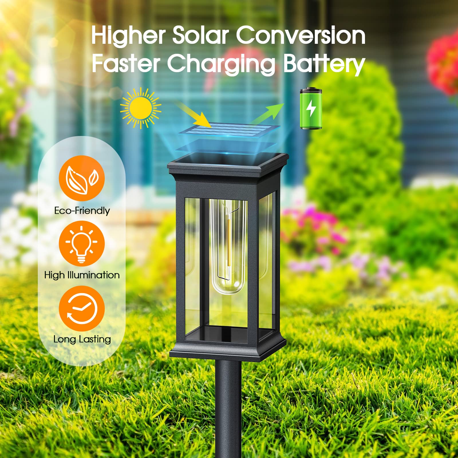 8 Pack Solar Lights Outdoor Waterproof - KOOPER Bright LED Solar Pathway Lights for Patio, Yard, Lawn, Driveway - Decorative Landscape Lighting for Gardens, Walkways & Outdoor Spaces