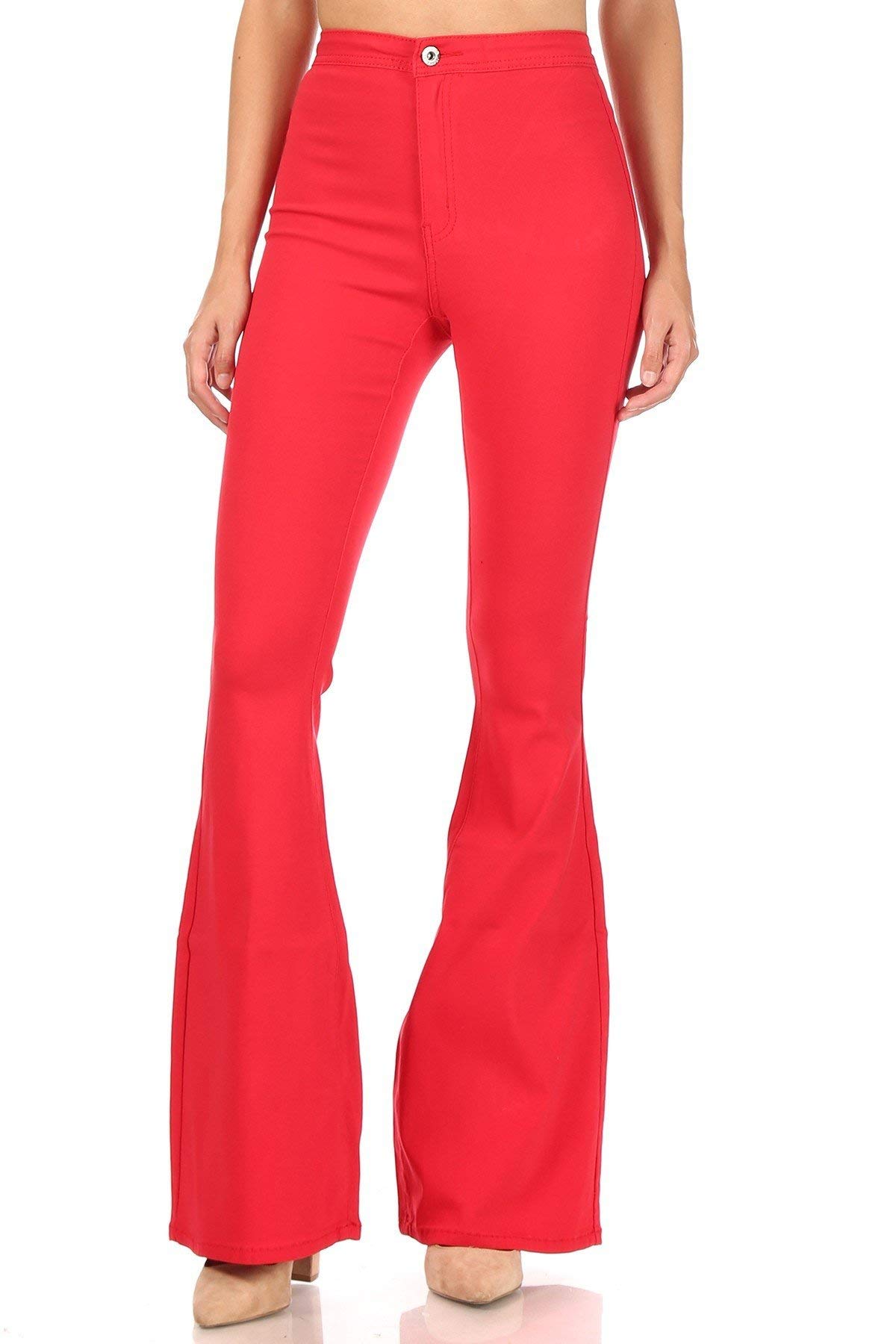 High Waisted Stretchy Bell Bottom Jeans for Women - Flared Retro 70s Denim Pants with Comfortable Elastic Waistband | Perfect for Casual Outfits, Music Festivals & Vintage Fashion Looks