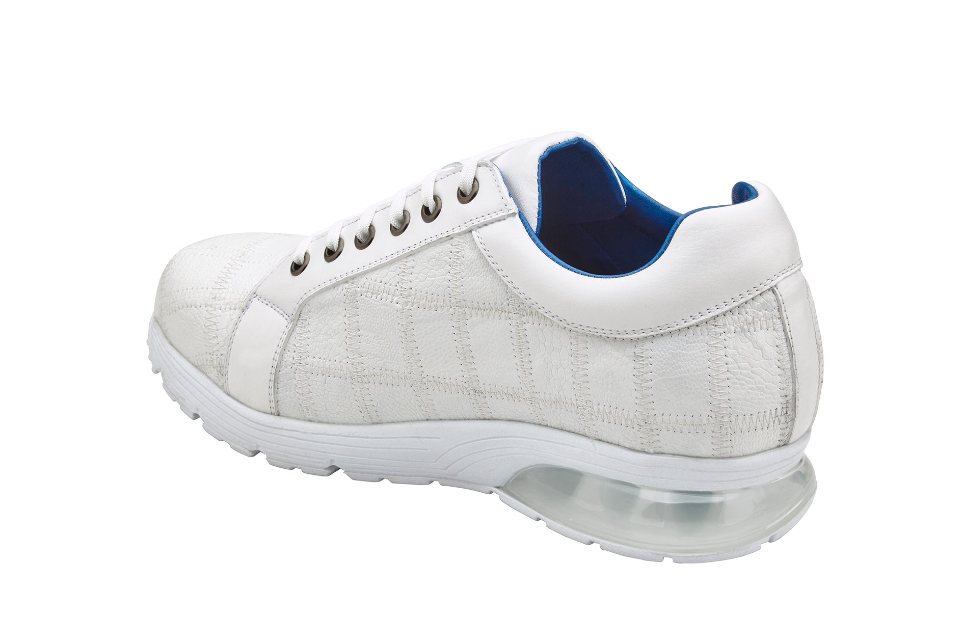 Belvedere Magnus Genuine Ostrich Leather Patchwork Sneakers - White E21 | Stylish Comfort for Casual Wear & Everyday Fashion