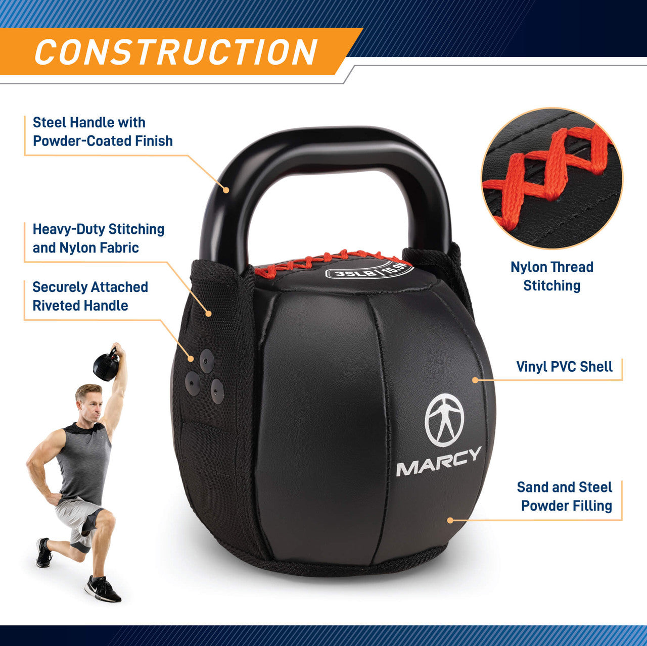 Marcy 25lb Soft Kettlebell with Neoprene Coating | SKB 025 | Perfect for Home Gym, CrossFit & Strength Training