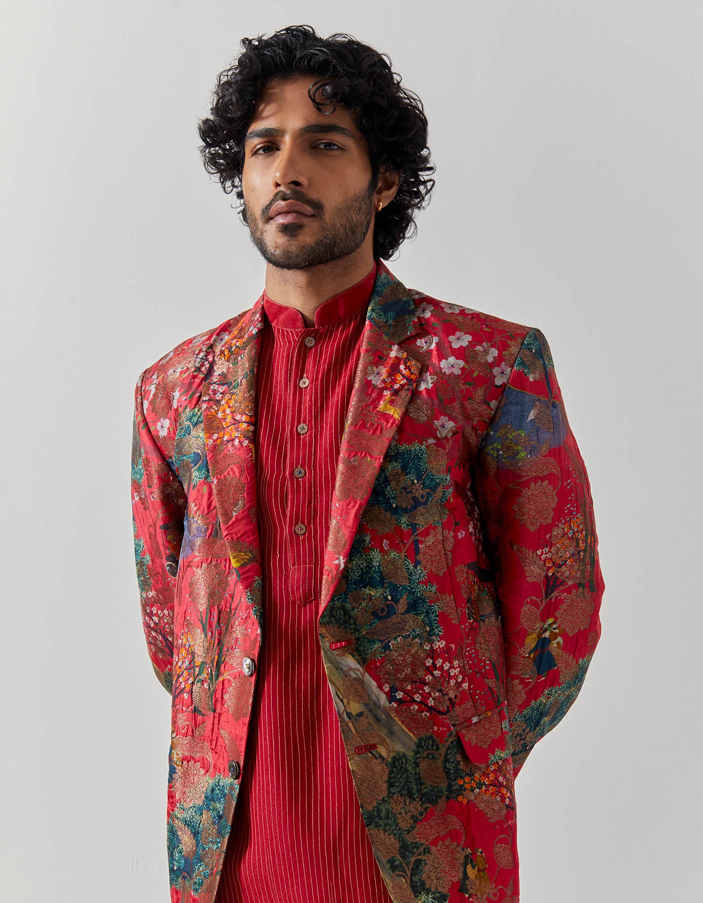 Elegant Fuchsia Silk Brocade Blazer for Women - Perfect for Golf Outings, Business Meetings & Special Occasions