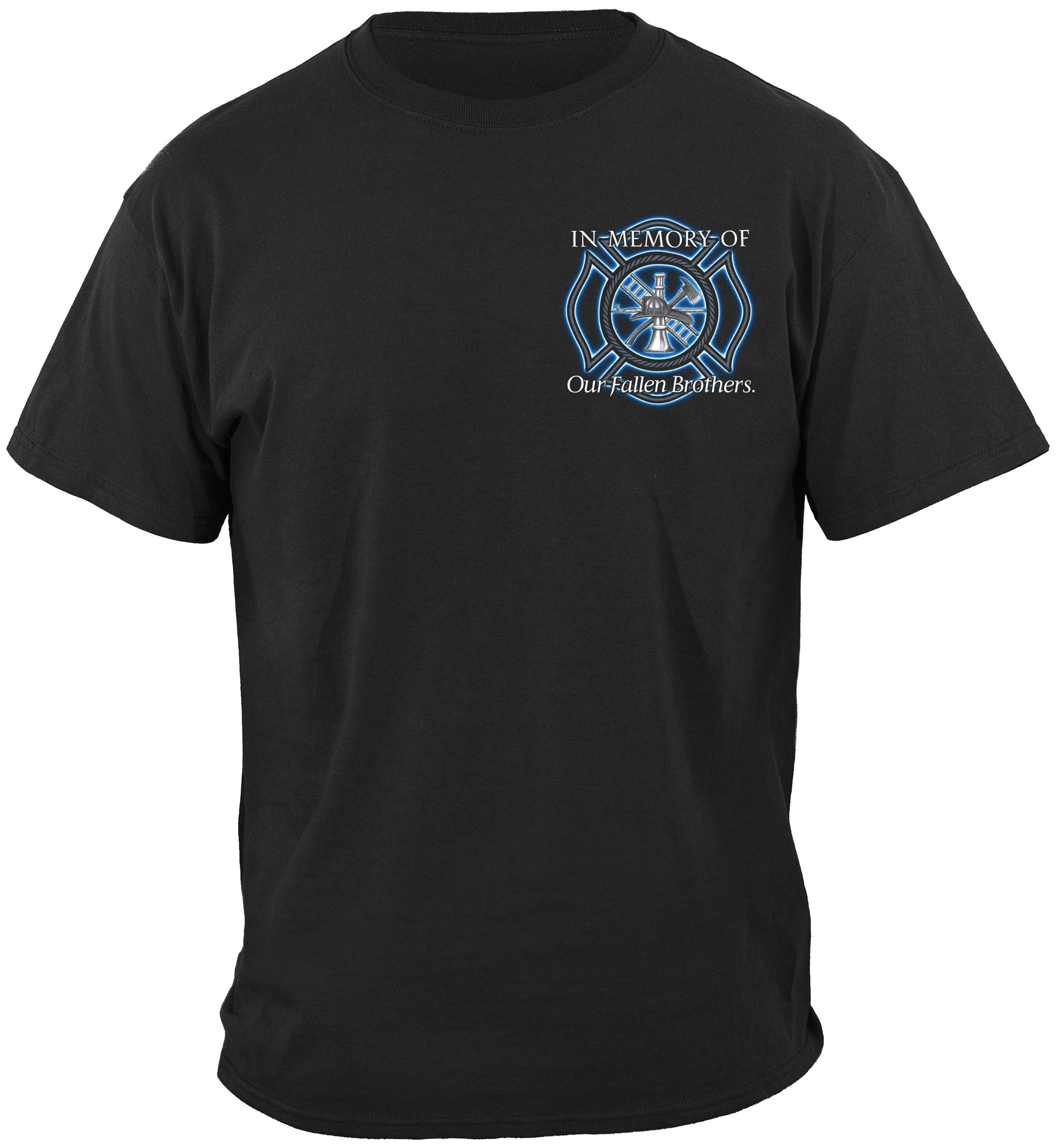 Erazor Bits Firefighter T-Shirt - Steel Fire Wings Design with Foil Stamp for Men - Comfortable Cotton Tee for Firefighters, First Responders & Fire Station Crews