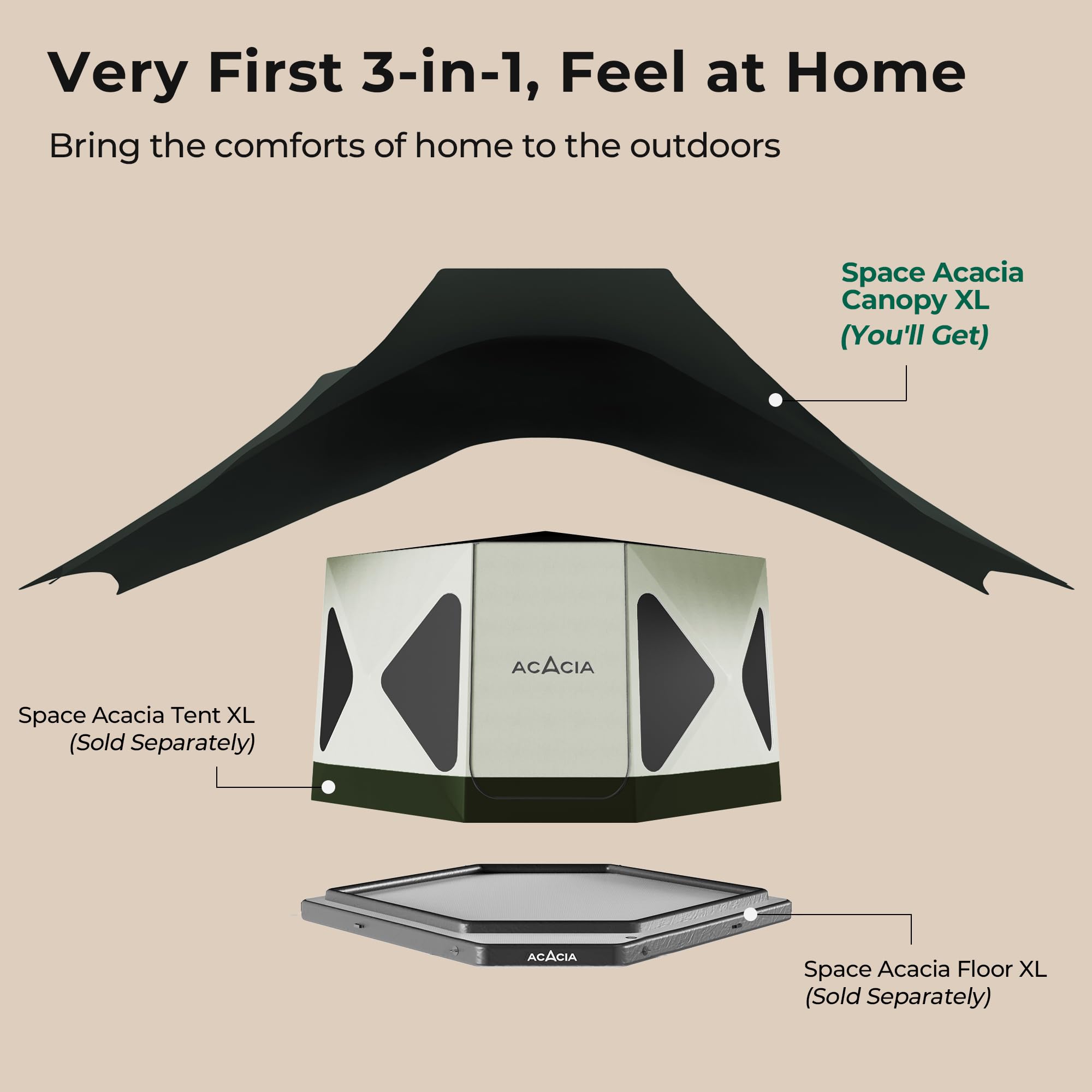 ACACIA Canopy 2-3 Person Camping Tent - Waterproof PU2000 4-Season Tarp with UPF50+ Sun Protection, Includes 2 Telescoping Poles & Carry Bag - Perfect for Summer Nights, Backpacking, and Outdoor Adventures