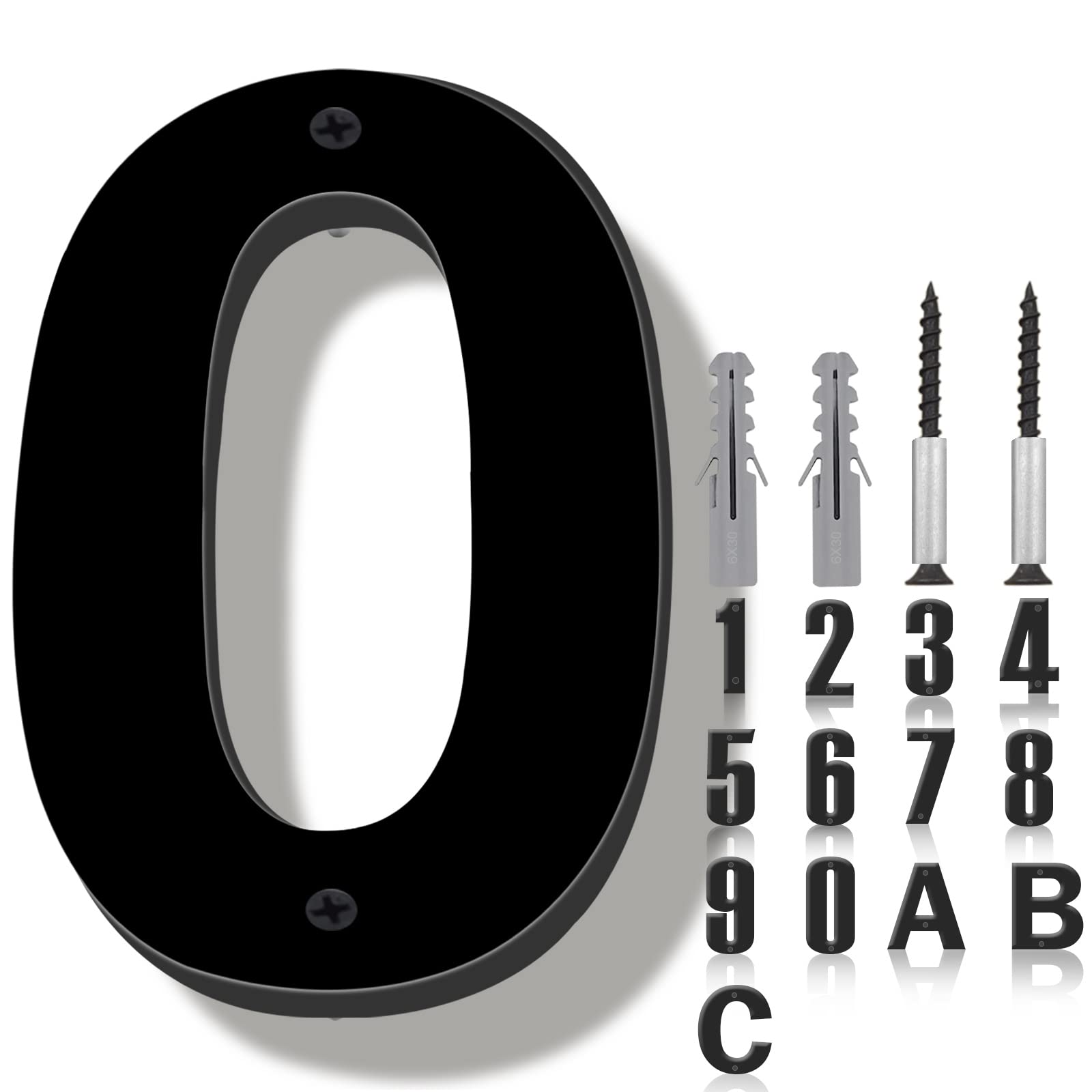 6 Inch Modern Floating House Numbers - Black Outdoor Address Sign with Nail Kit for Garden, Door & Mailbox | Weatherproof & Easy to Install for Home, Office & Apartment Exterior Decor