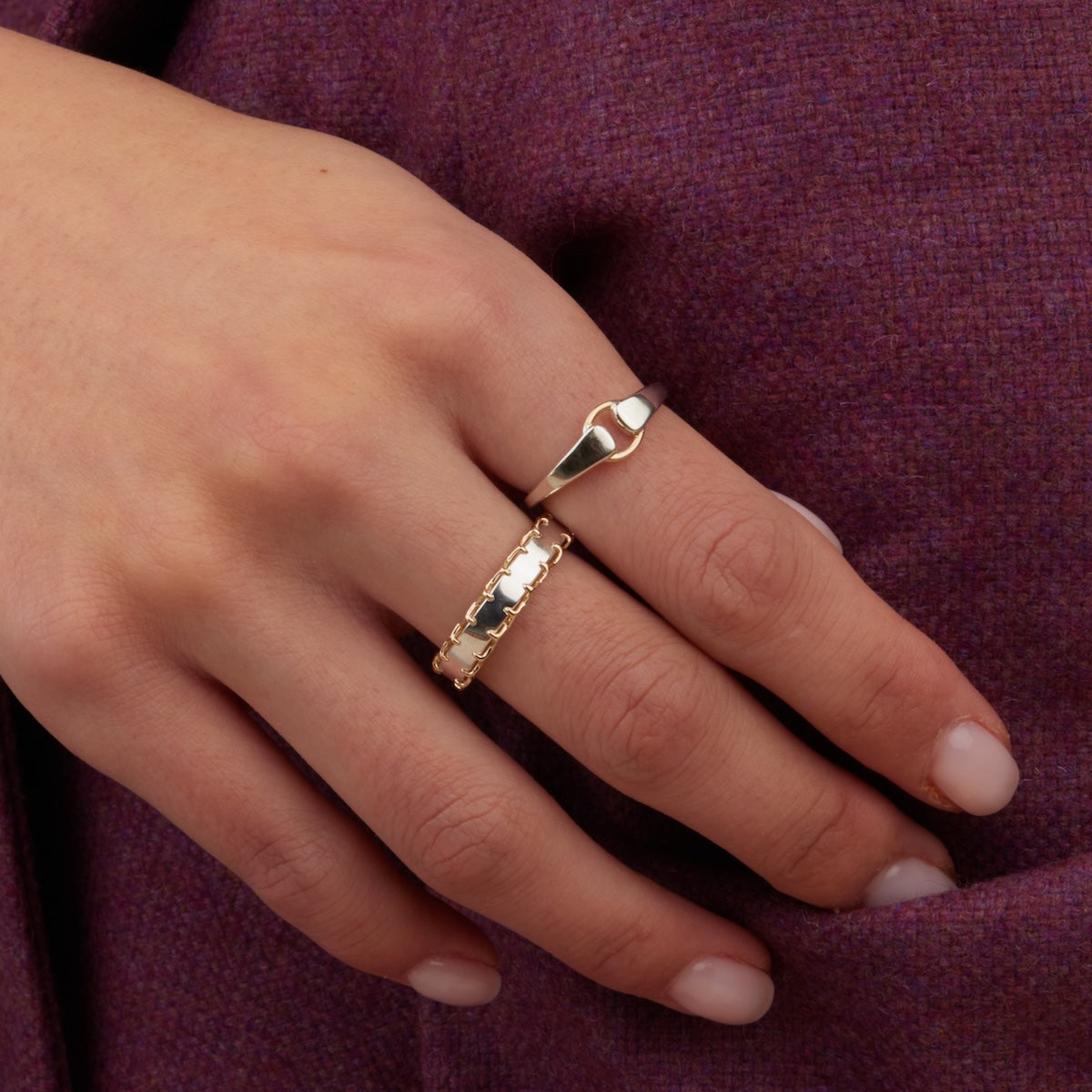 Mixed Metal Stitched Ring for Women - Boho Chic Stackable Jewelry - Perfect for Layering & Everyday Wear