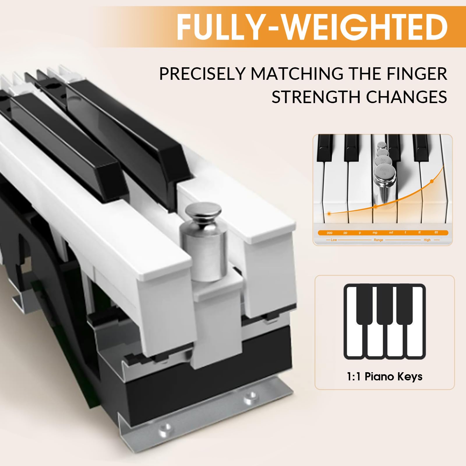 88-Key Weighted Digital Piano with Hammer Action - Full Size Portable Electric Keyboard with Sustain Pedal, Headphones & MDF Stand - Perfect for Home Practice, Studio Recording & Live Performances (Black)