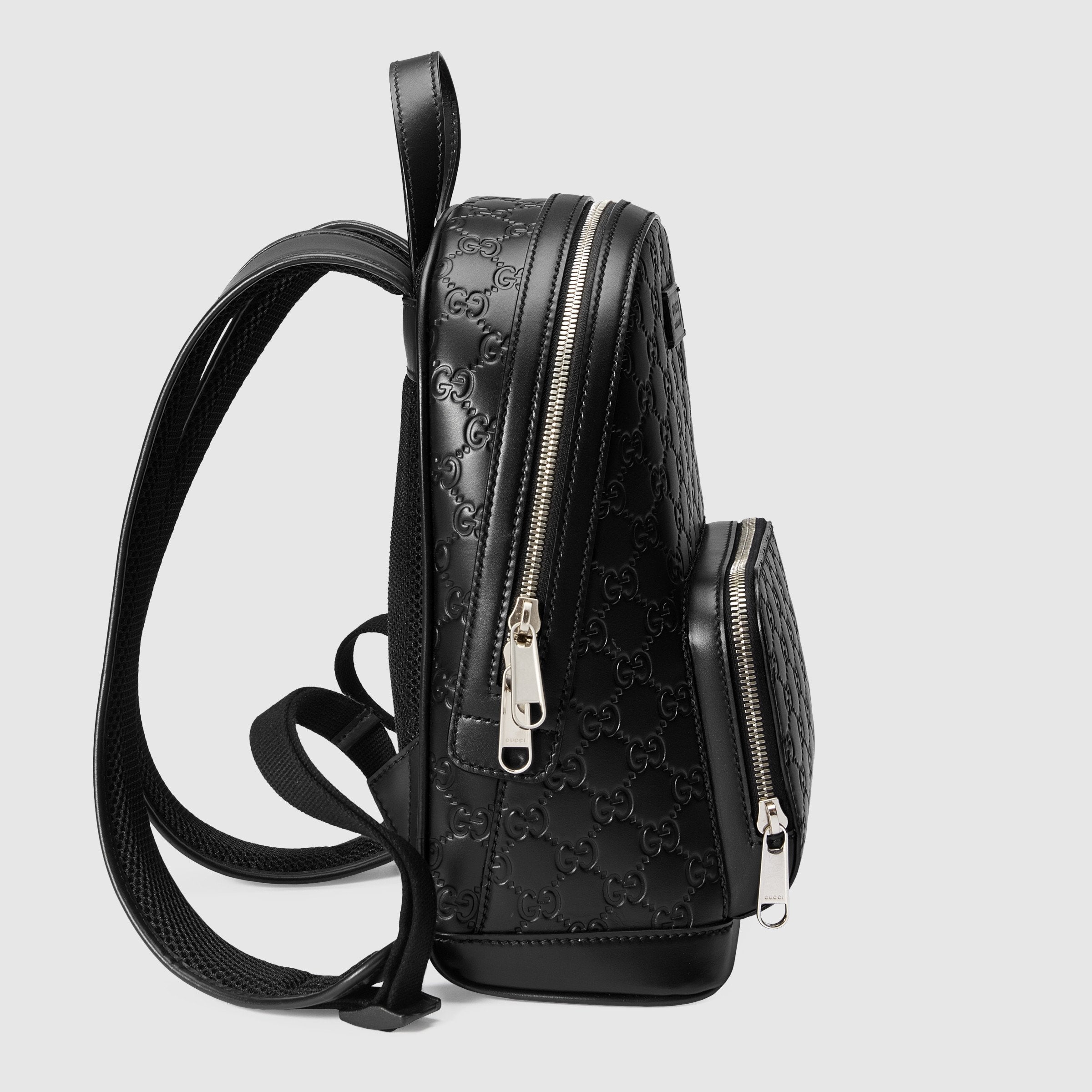 Gucci Signature Leather Backpack for Women & Men - Luxury Black Leather Backpack with Adjustable Straps - Perfect for Travel, Work & School
