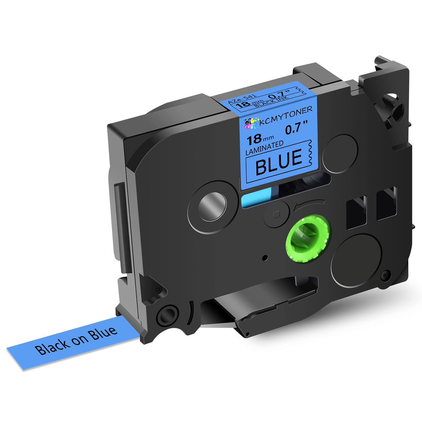 KCMYTONER 1 Pack Brother TZe-541/TZ541/TZ-541 Compatible Laminated Label Tape - 18mm (0.7 Inch) Black on Blue for PT-D400/PT-D460T/PT-D410/PT-D400VP/PT-D400AD Label Makers - Perfect for Office Organization & Shipping Labels