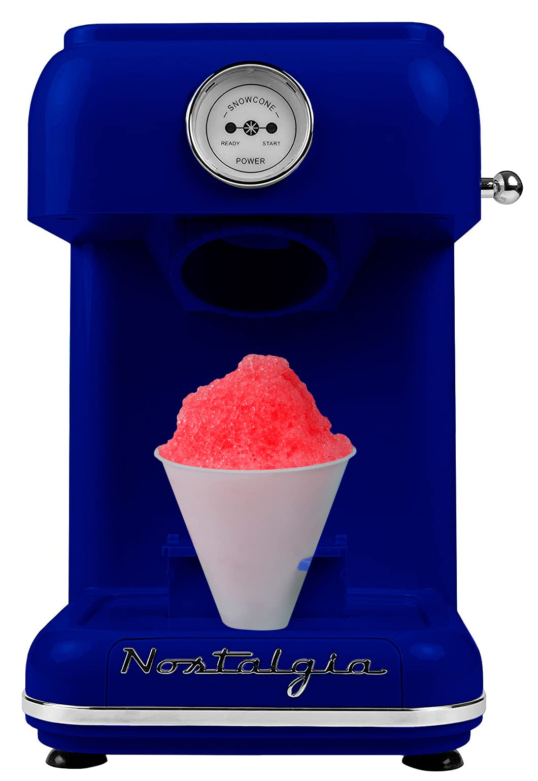 Nostalgia CLSC1CB Retro Single Countertop Snow Cone Machine with Stainless Steel Blades & Reusable Cup - Blue | Perfect for Summer Parties, Kids Treats & Home Ice Desserts