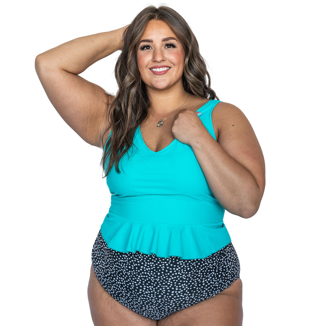 Fashionable V Neck Peplum Tankini Top for Women - Swimwear for Beach, Pool & Summer Vacations