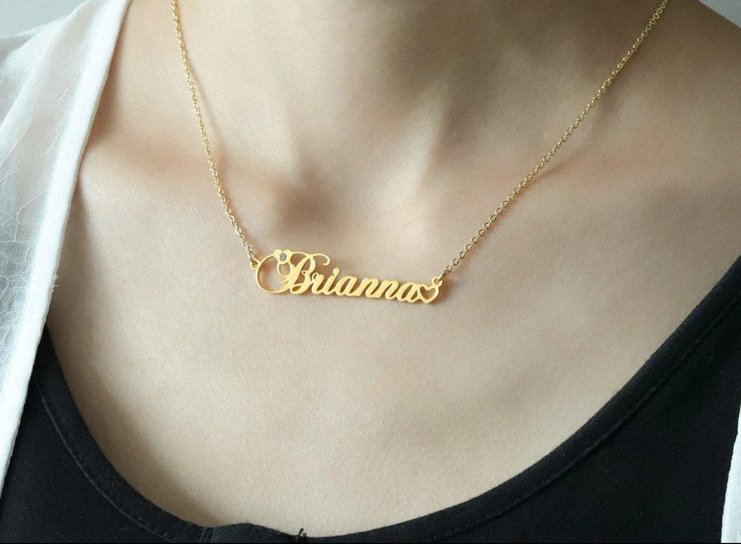 10K, 14K, 18K Solid Gold Personalized Name Necklace for Women - Custom Engraved Jewelry Gift (G-H Color, I2-I3 Clarity) - Perfect for Birthdays, Anniversaries & Special Occasions
