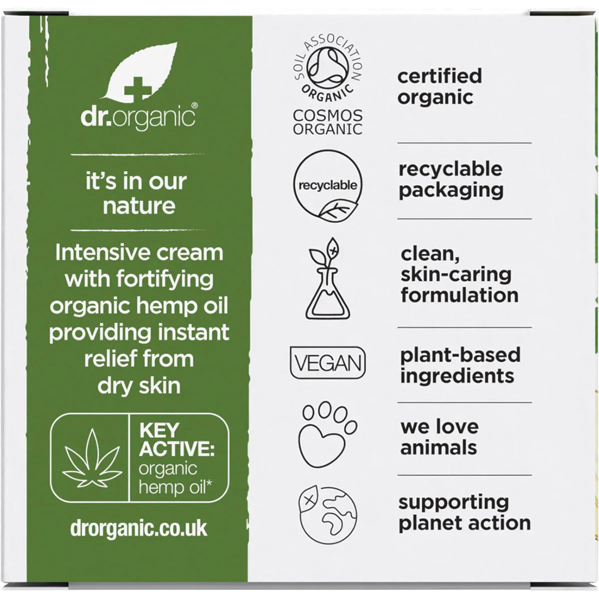 Dr Organic Rescue Cream with Organic Hemp Oil - Soothing Moisturizer for Dry, Irritated Skin - Perfect for Eczema, Psoriasis & Daily Skincare Routine
