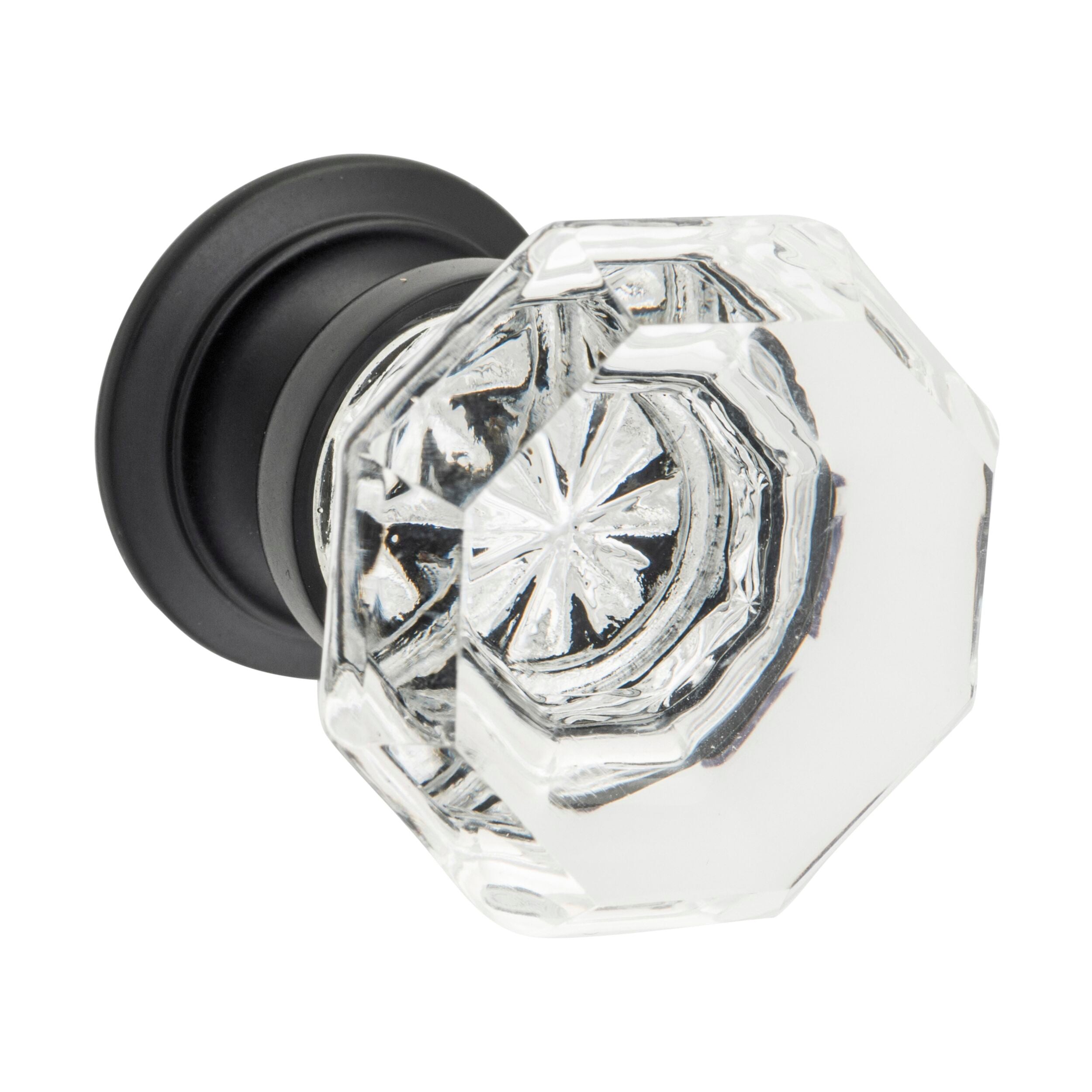 Sophia Glass Matte Black Cupboard Knob - 32mm Diameter x 39mm Projection, 26mm Bolt - Elegant Cabinet Hardware for Kitchen, Bathroom & Furniture Upgrade